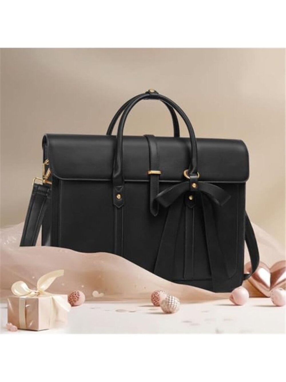 Women's Laptop Bag PU Leather Laptop Shoulder Bag Convertible Backpack - Picture 3 of 6